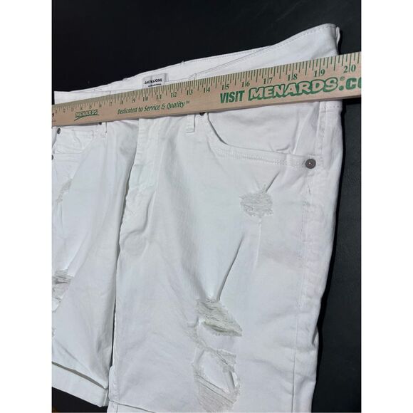 Jack & Jones Women’s Size XXL White Denim Jean Shorts Distressed Cuffed Bottom N - Picture 6 of 14